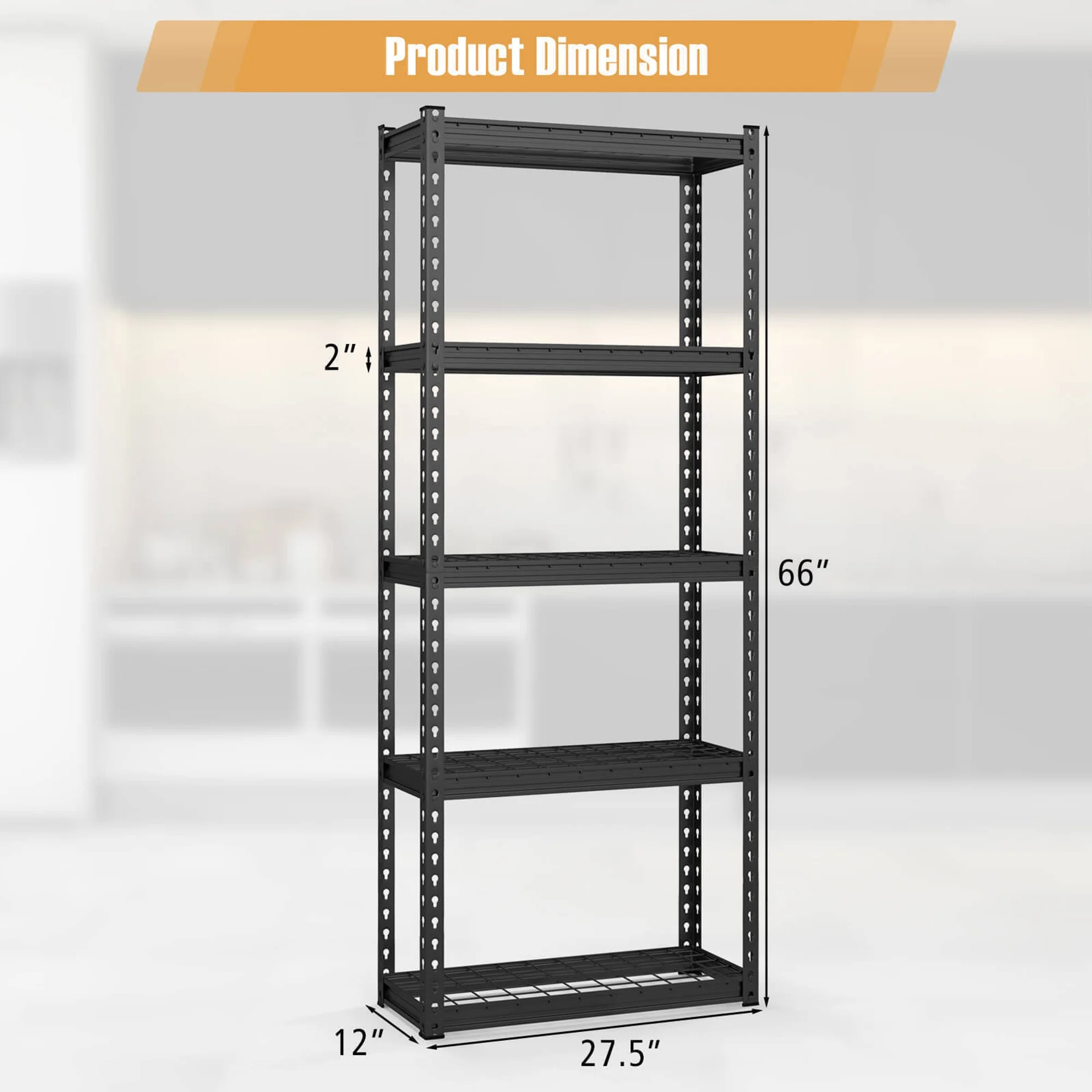Gymax 4PCS 5-Tier Metal Shelving Unit Heavy Duty Wire Storage Rack with Anti-slip Foot Pads - Image 2