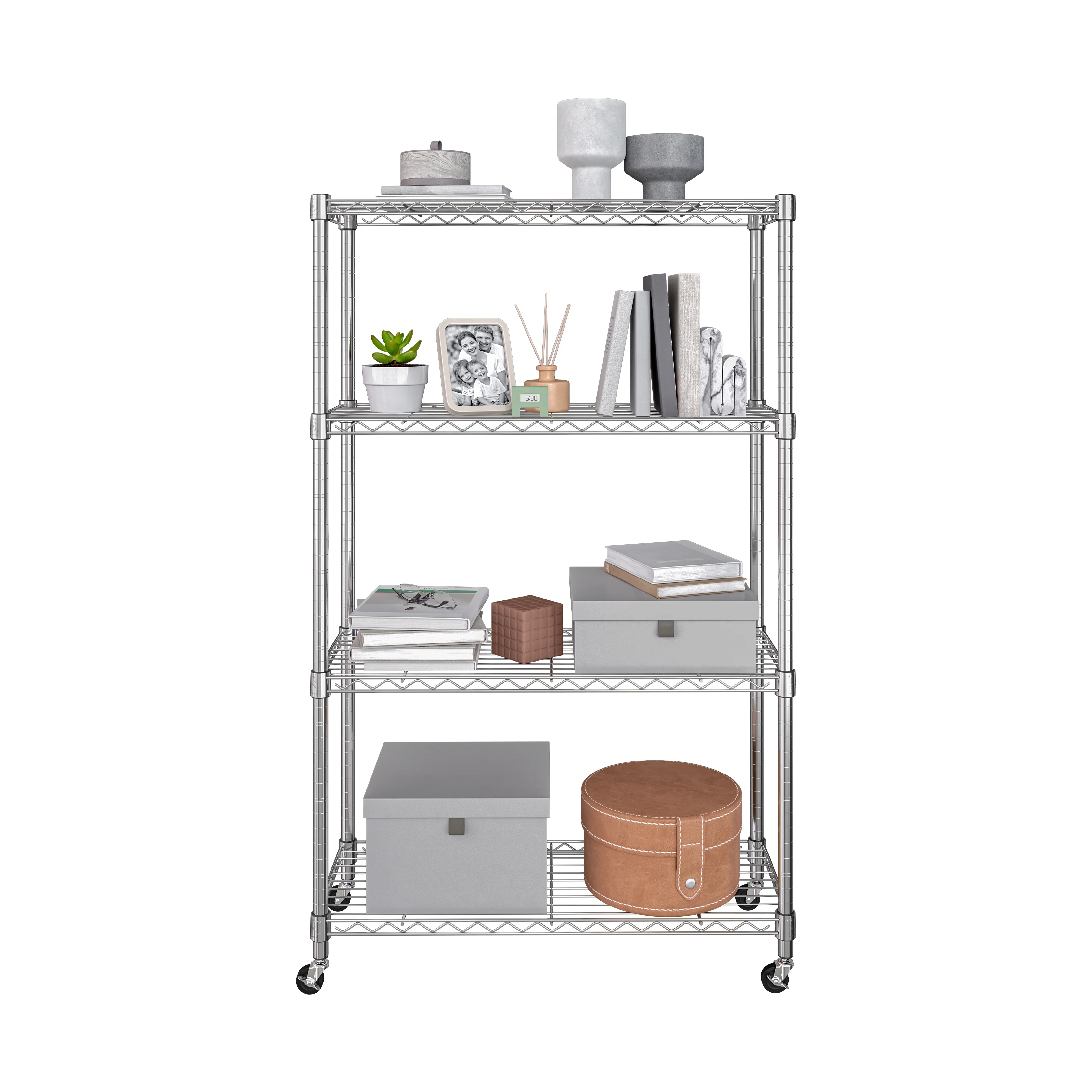 Seville Classics Solid Steel Wire Shelving Storage Unit Adjustable Shelves Organizer Rack, for Home, Kitchen, Office, Garage, Bedroom, Closet, Silver, 4-Tier, 36" W x 14" D - Image 17