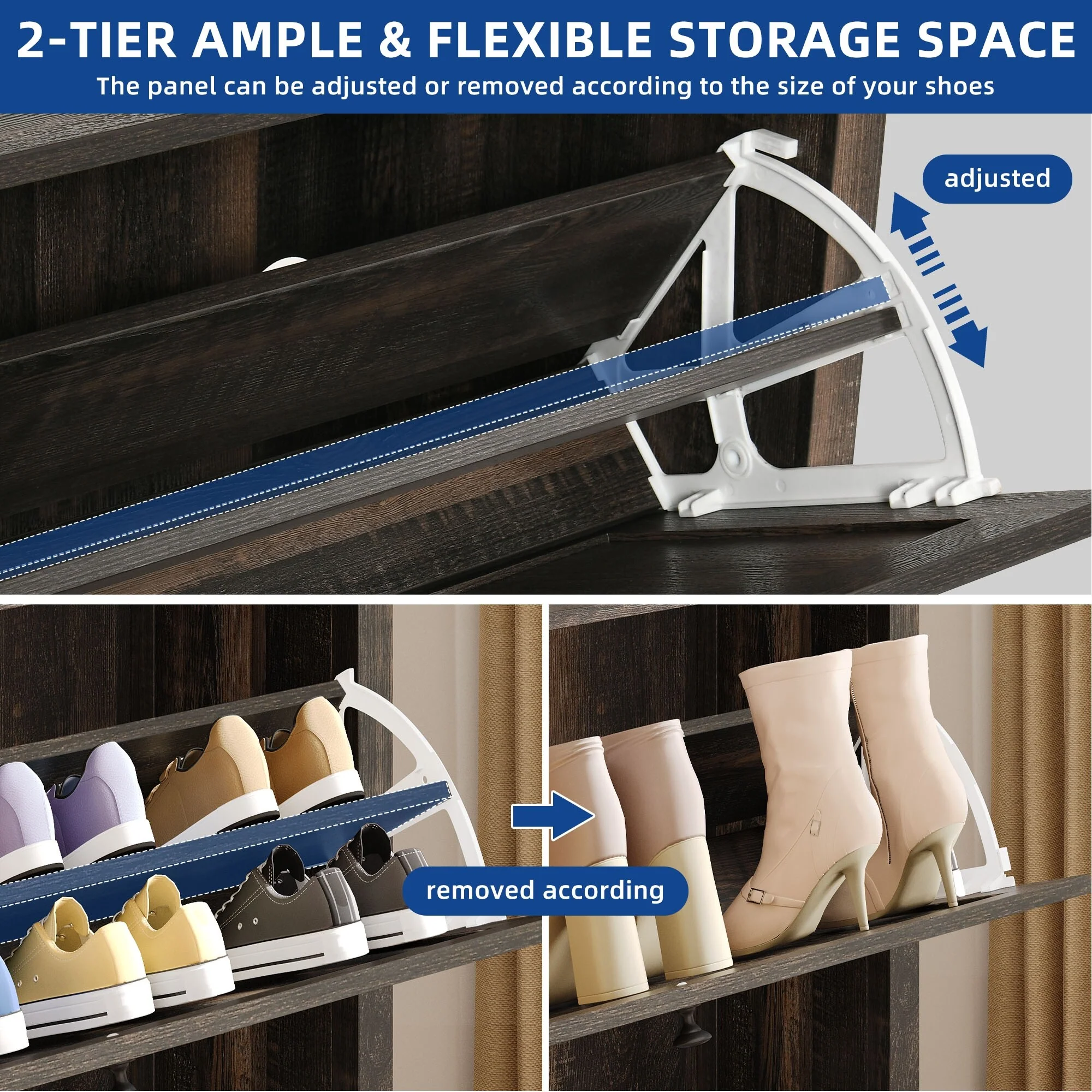 Shoe Storage Cabinet Organizer with 2 Compartments, Entryway and Hallway Shoe Cabinet - Image 9