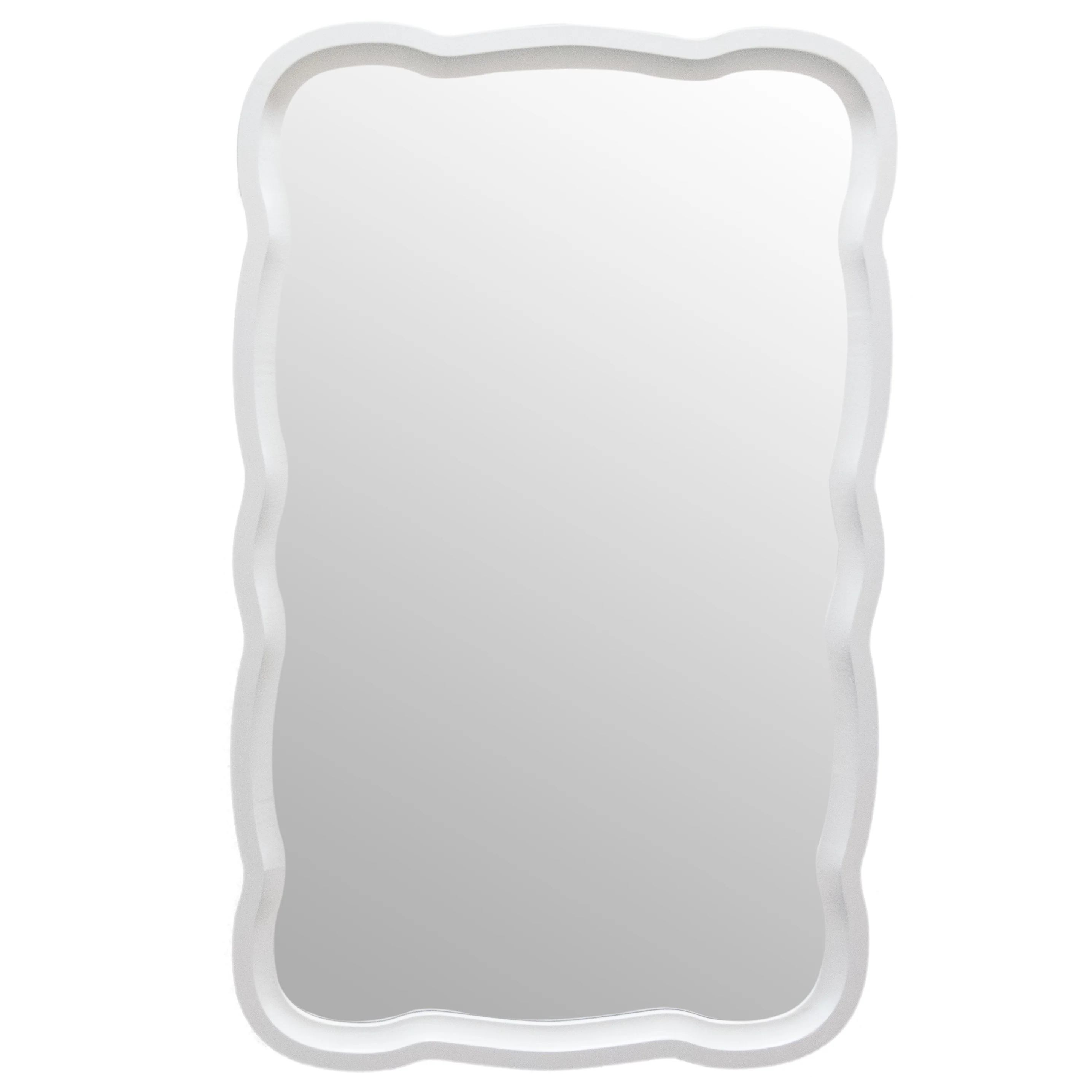 Curved Scallop Wood Frame Accent Mirror, Modern Decorative Wall Mirror for Living Room, Bedroom and Entryway - Image 6