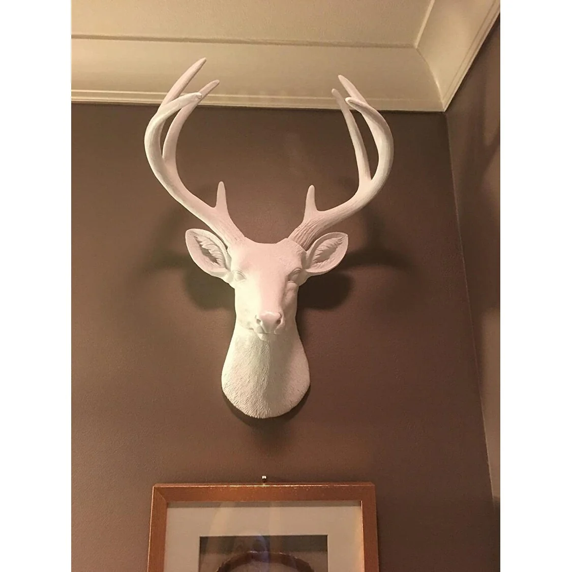 White Deer Head Wall Decor, Modern Decorative Animal Head Sculpture for Living Room, Bedroom and Home Decoration - Image 4
