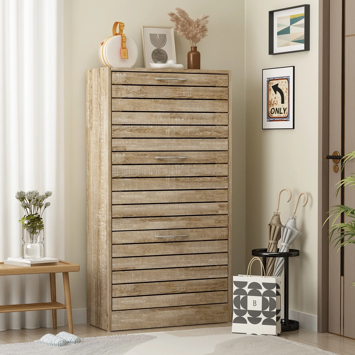 Modern Shoe Storage Cabinet for Entryway and Hallway, Space-Saving Shoe Organizer - Image 4