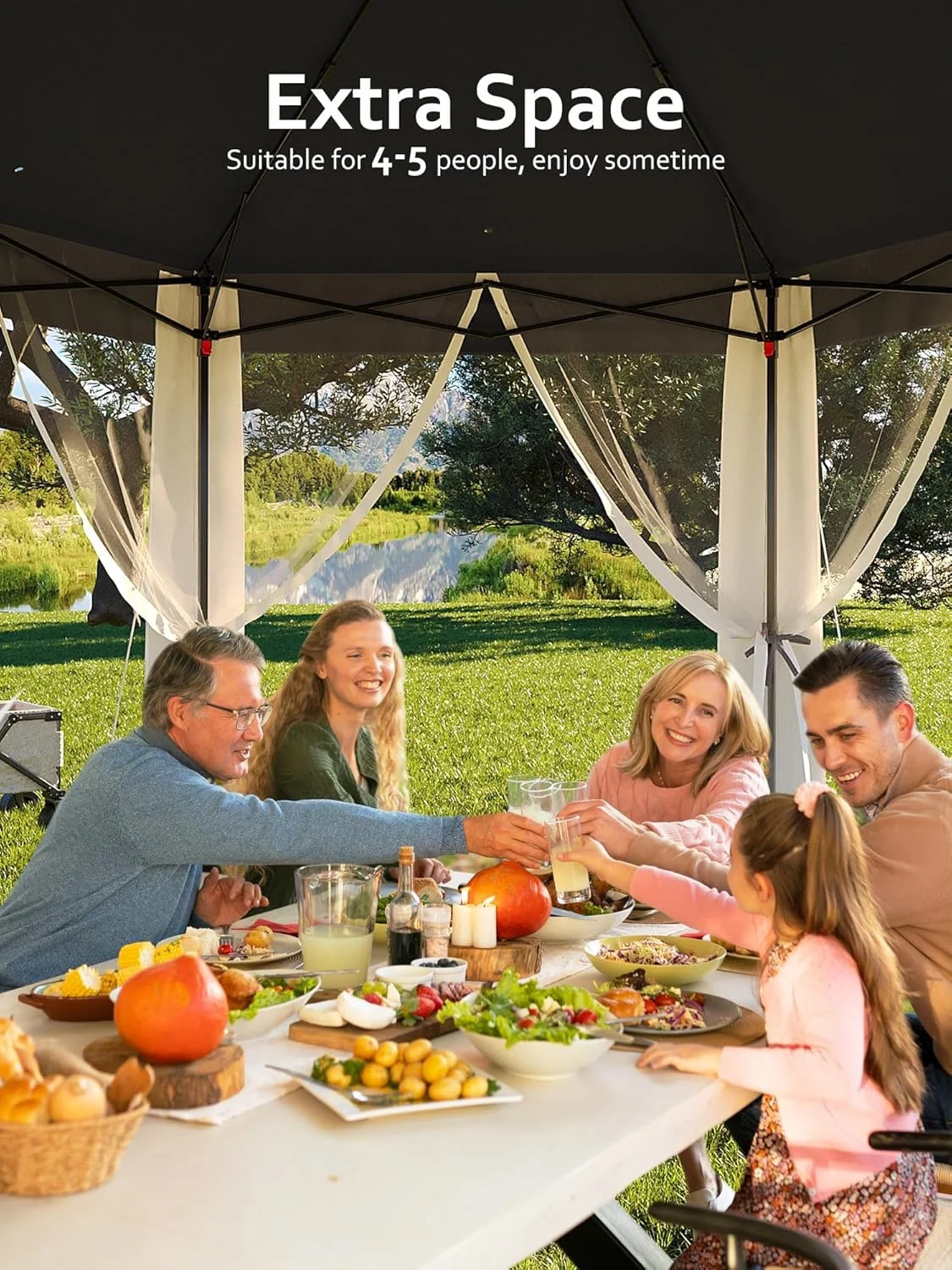 13x13 Gazebo Outdoor Canopy Shelter,Instant Patio Gazebo Sun Shade Canopy Tent with 6 Zippered Mesh Netting and Strong Steel Frame for Lawn,Garden,Backyard,Deck Party - Image 20