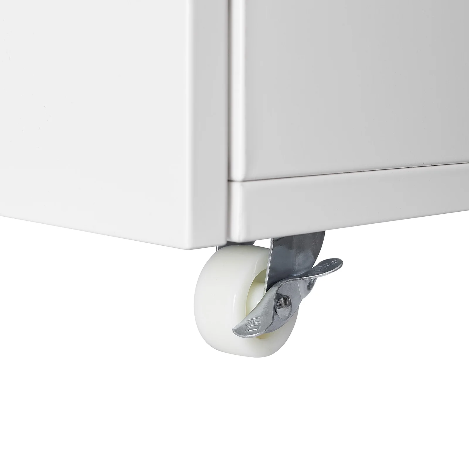 Miniyam Metal Garage Storage Cabinet with Wheels and Adjustable Shelves, White - Image 7