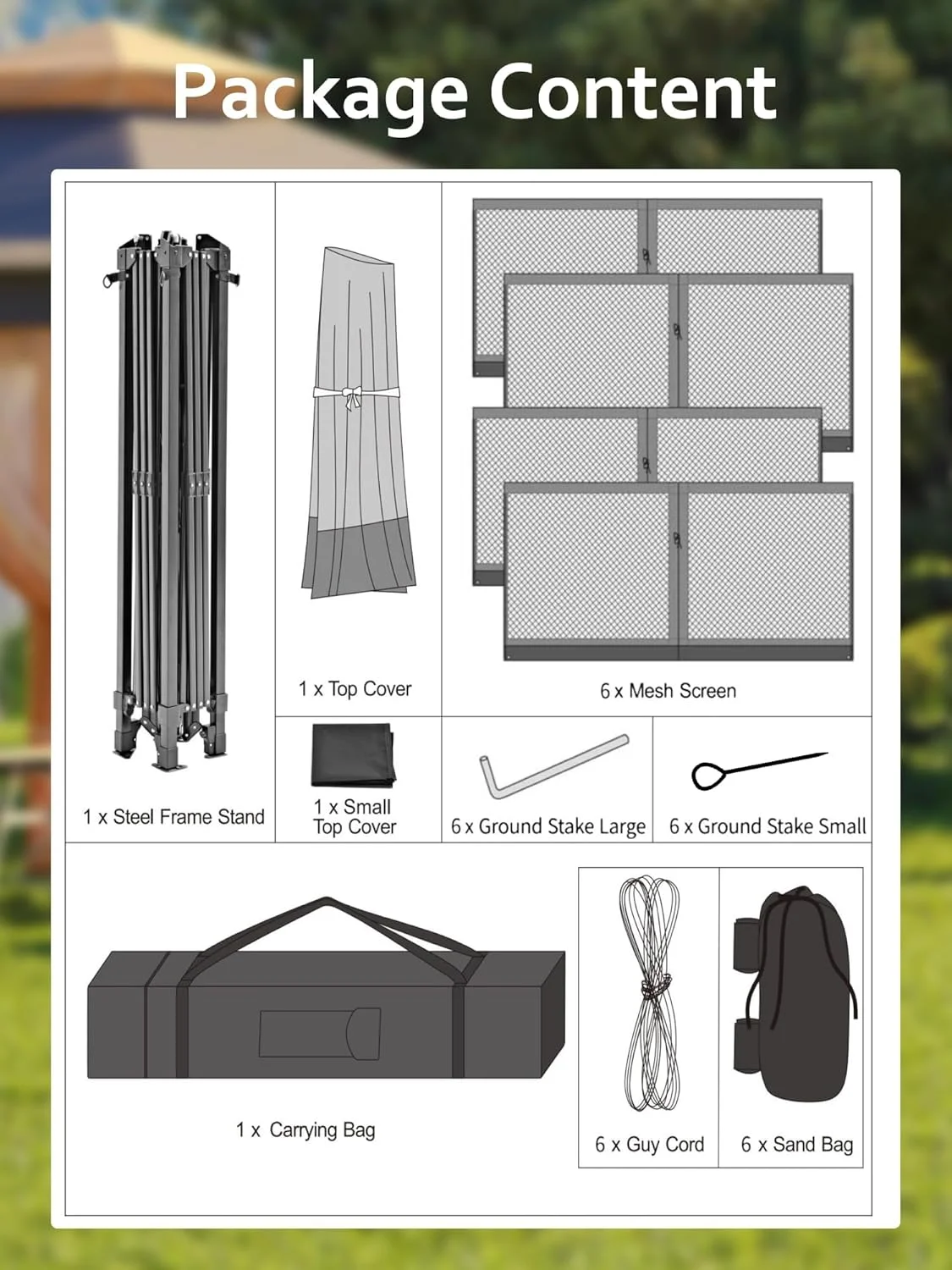 13x13 Gazebo Outdoor Canopy Shelter,Instant Patio Gazebo Sun Shade Canopy Tent with 6 Zippered Mesh Netting and Strong Steel Frame for Lawn,Garden,Backyard,Deck Party - Image 25