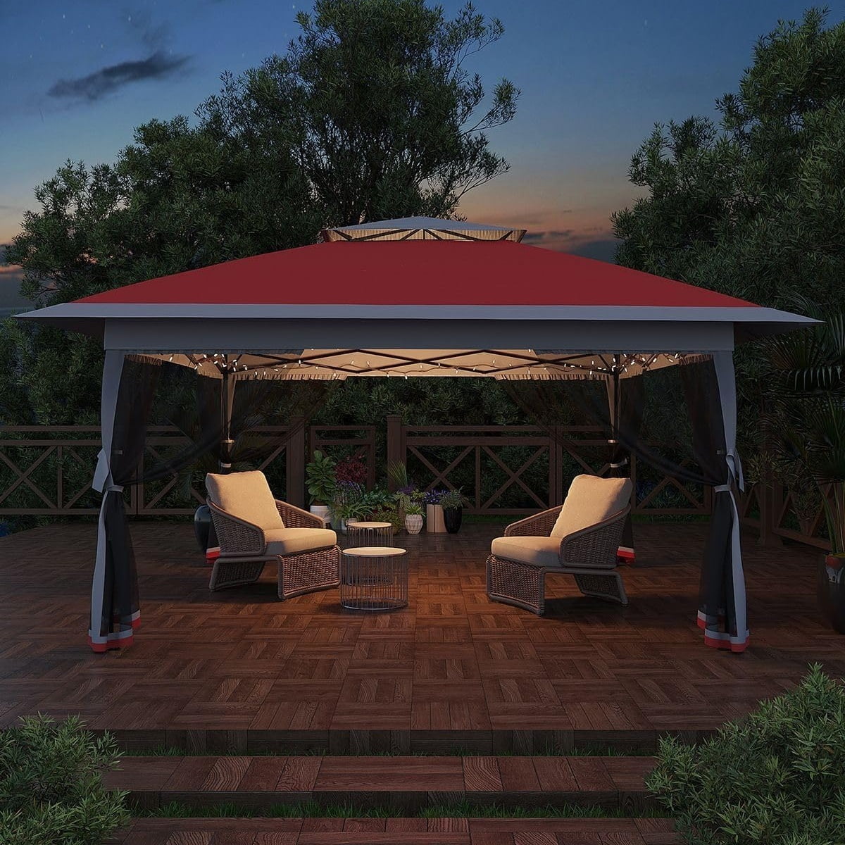 13x13FT with Expansion Bolts, Canopy Tent, Heavy Duty Party Tent & Shelter with Double Roofs, Mosquito Nettings and Privacy Screens Tent for Party, Wedding, Outdoor Dining, Patio, Backyar - Image 22