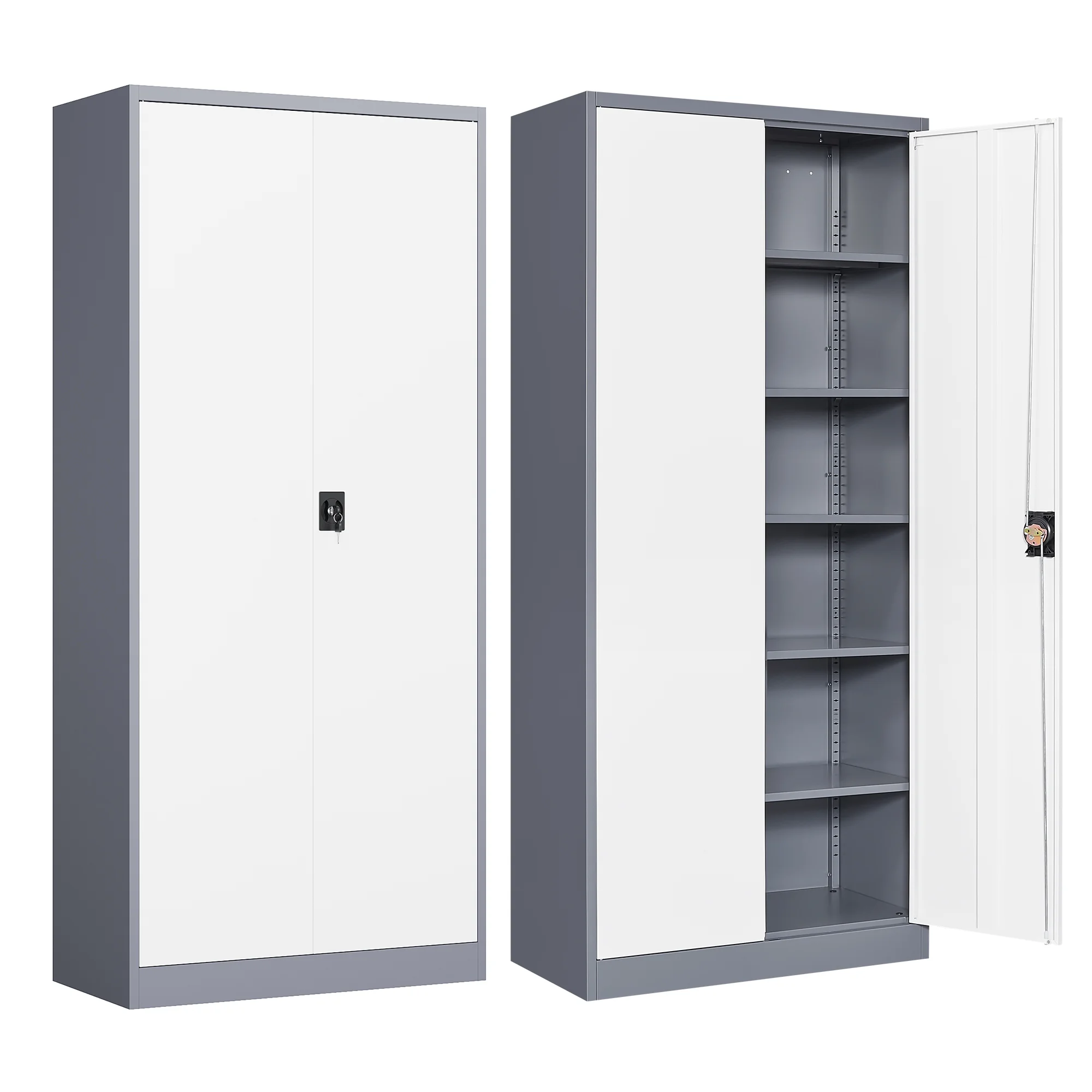 AUHUP Metal Storage Cabinet with Wheels, 73" Rolling Garage Storage Cabinets with 4 Adjustable Shelves & Locking Doors,Black Tool Cabinet for Garage,Home,Warehouse,Workshop - Image 27
