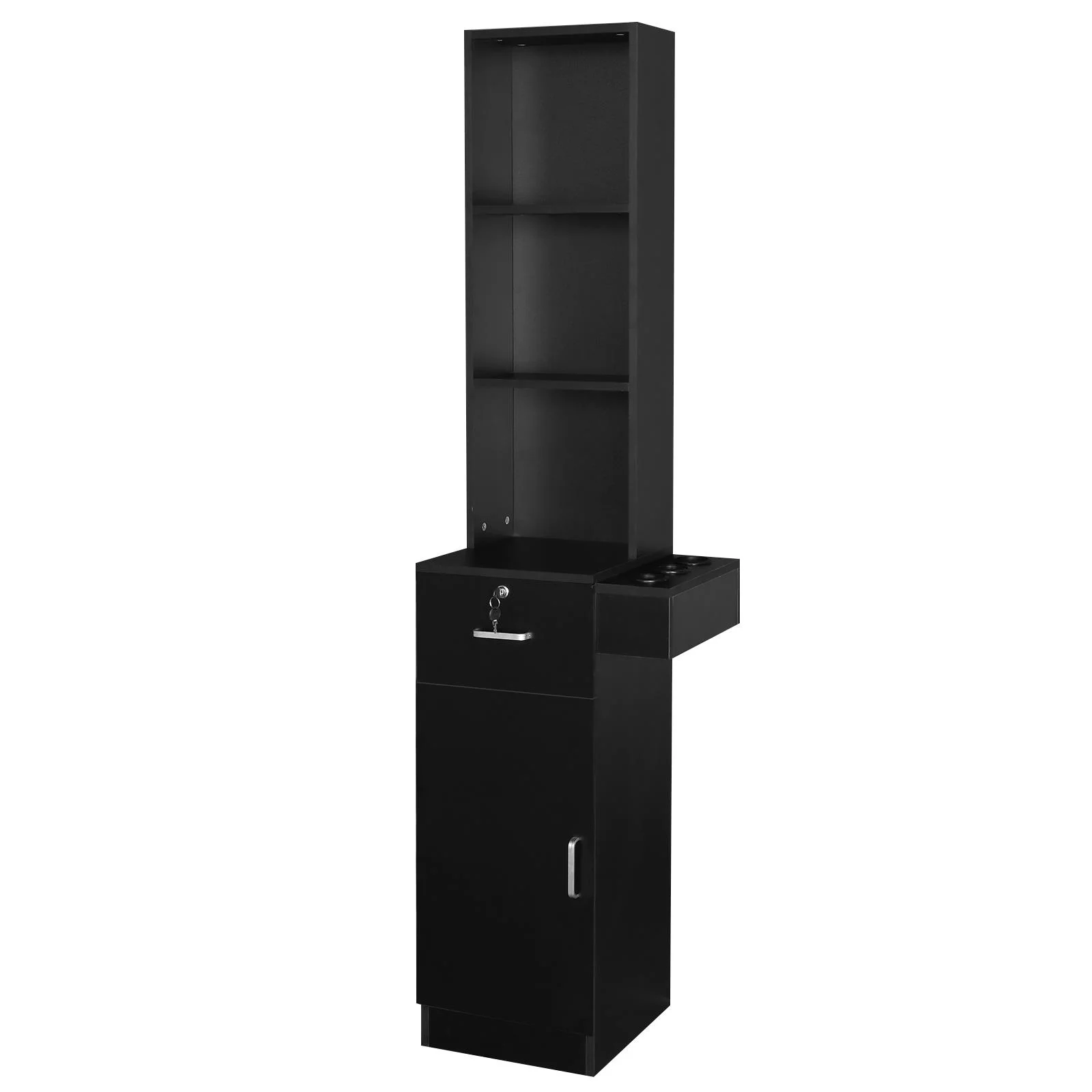 UBesGoo Barber Station Cabinet Wooden Hair Styling Storage Locker Beauty Salon Equipment, Black - Image 9