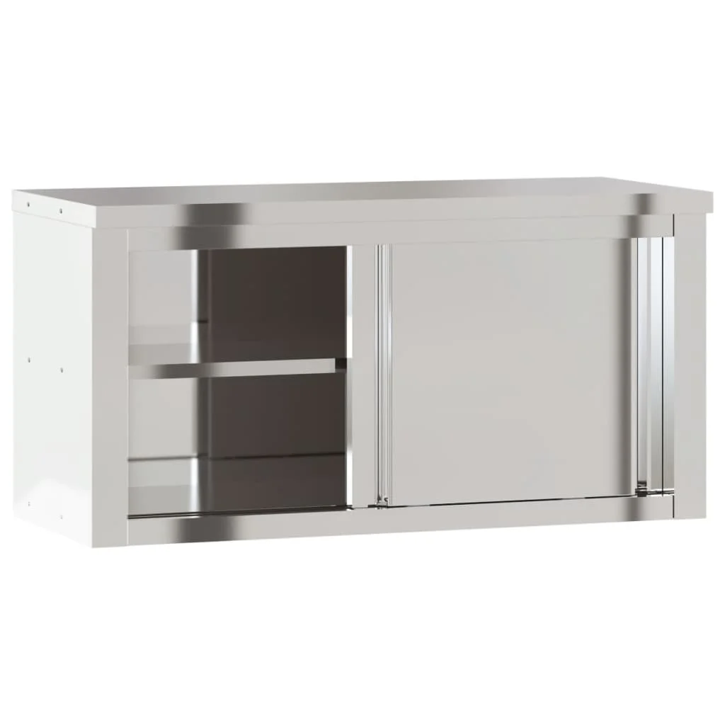 vidaXL Kitchen Wall Cabinet with Shelf Storage Restaurant Stainless Steel - Image 33