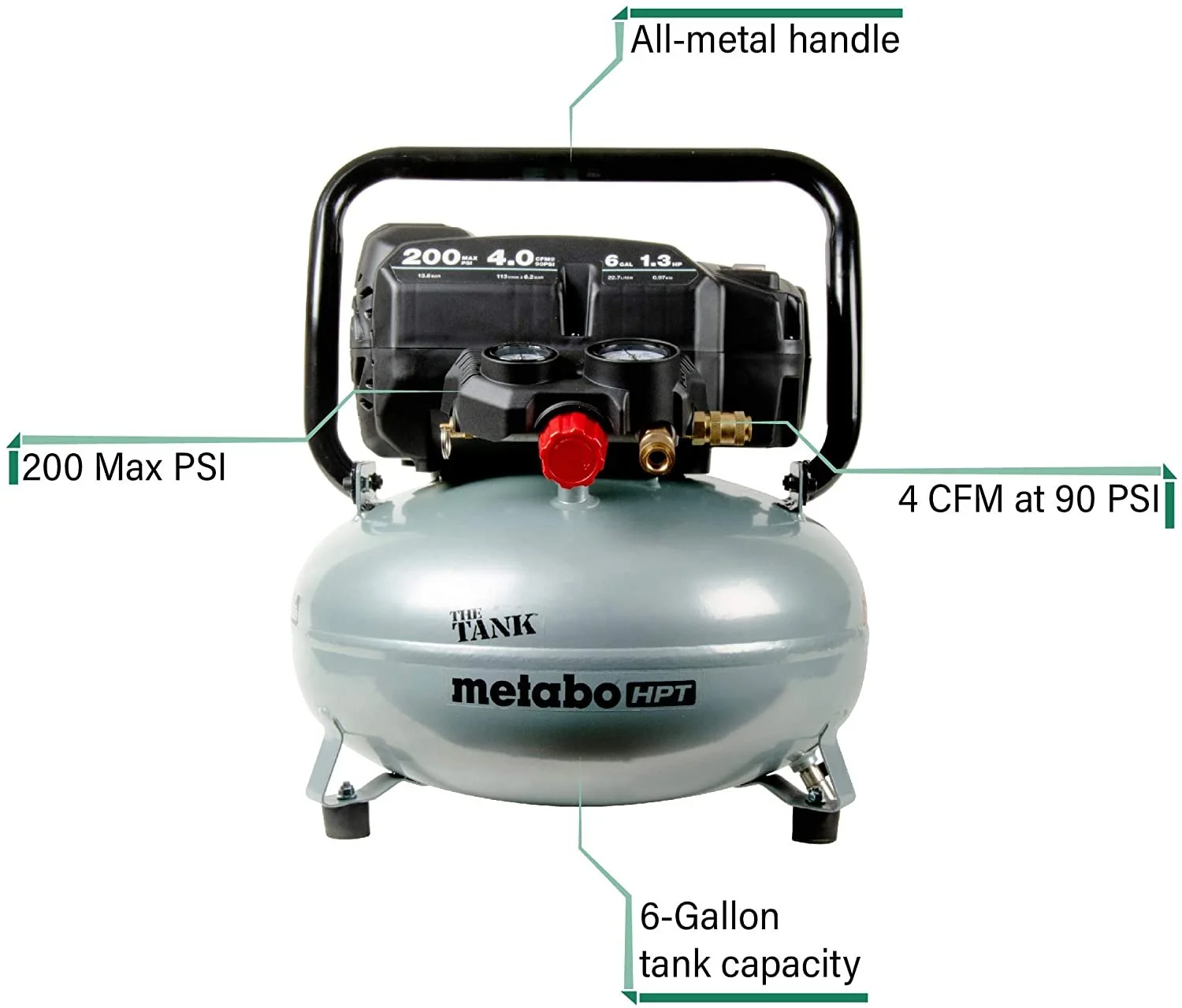 Metabo HPT EC914S THE TANK 200 PSI Pancake Air Compressor 6 gal - Image 2