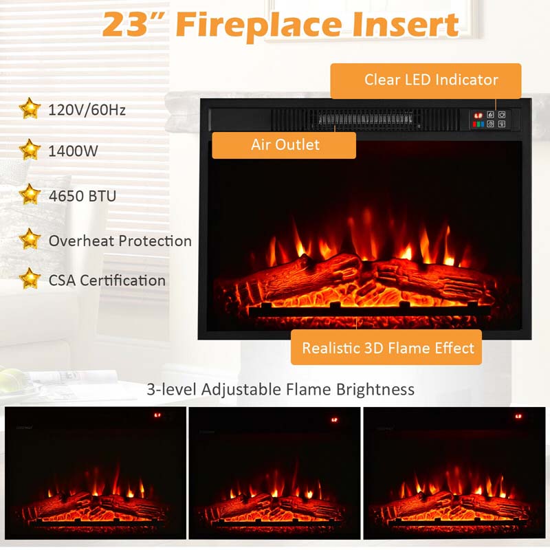 58" TV Console with 23" Fireplace Insert, Fireplace TV Stand for TVs up to 65 Inches, 1400W Electric Fireplace Heater - Image 8