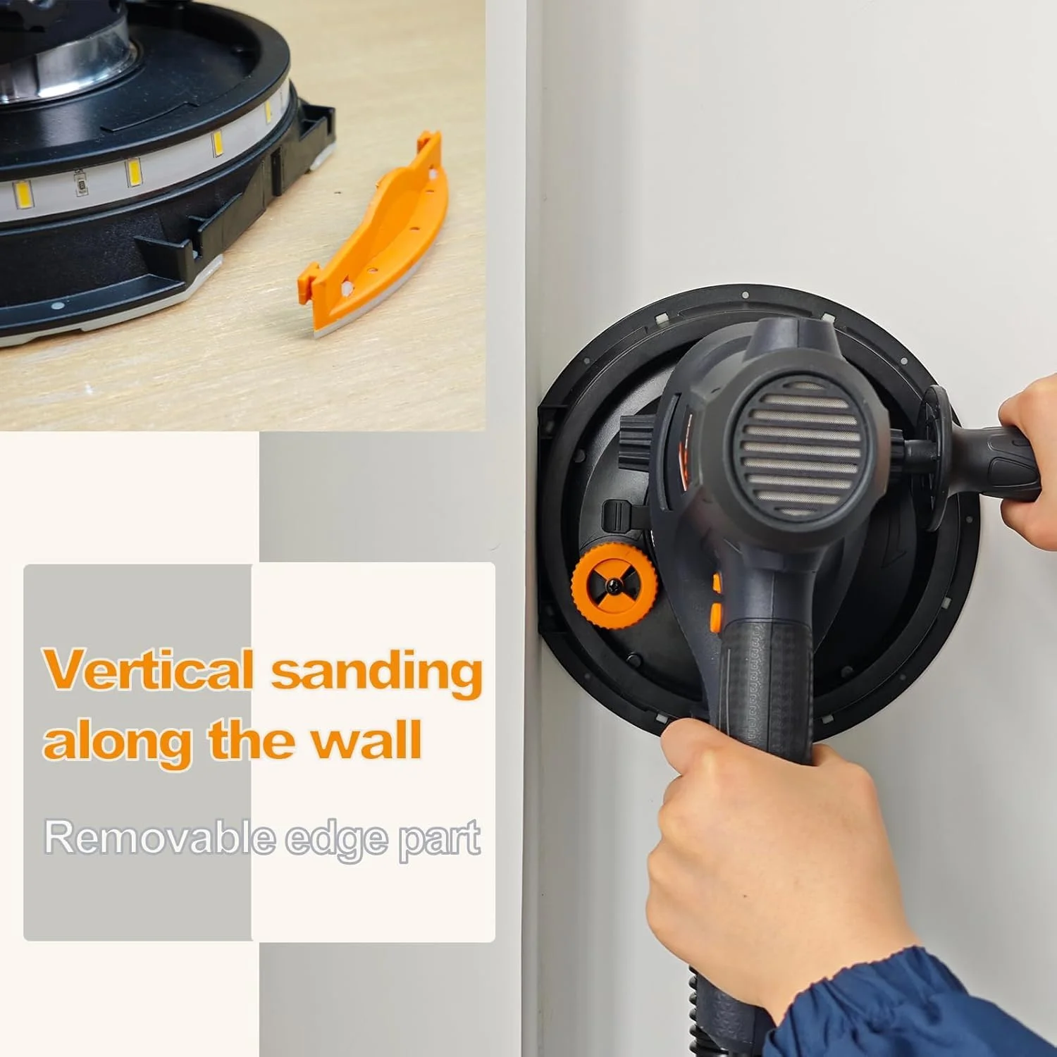 Handheld Drywall Sander 810W, Electric Sander for Walls,Rough and fine Sanding, 1500-2800RPM Variable Speed, Upgraded Pad, Adjustable Suction, Self-Dust-Extraction (120, Volts)[Unable to ship on weeke - Image 3