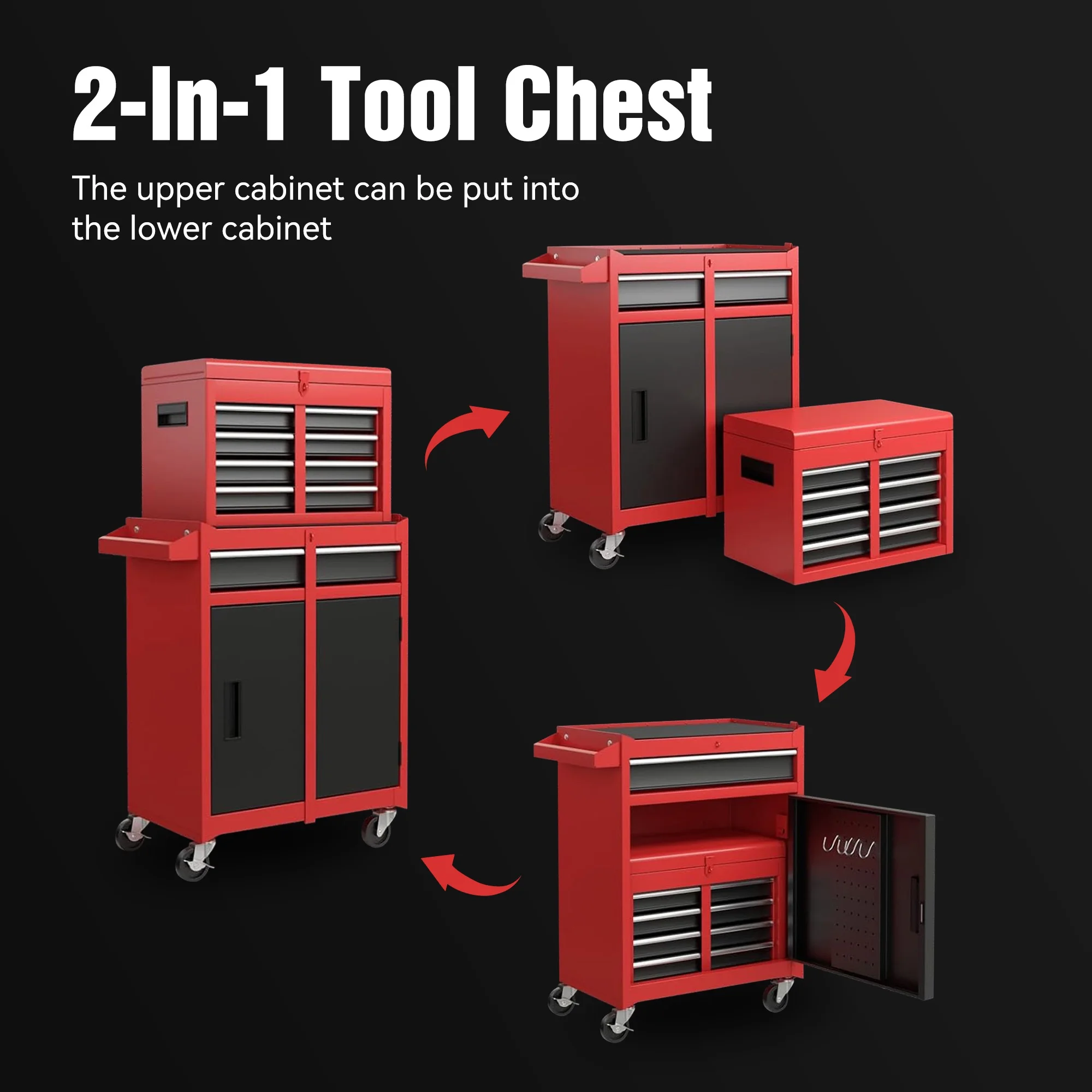 DUOSONG Rolling Tool Chest With 7-Drawer Tool Box With Wheels Multifunctional Tool Cart Mechanic Tool Storage Cabinet For Garage, Warehouse, Workshop, Repair Shop Tools & Tool Organizers Tool Cabinets - Image 3