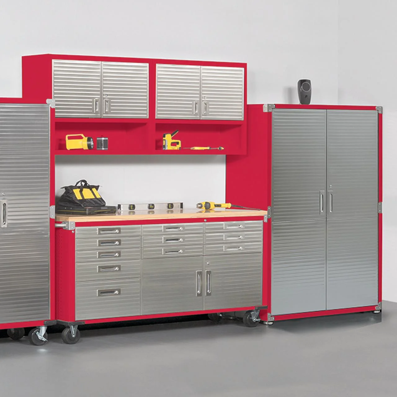 Seville Classics UltraHD? Heavy Steel Lockable Organizer Locker Storage Cabinet, 48" W x 24" D, Red - Image 9