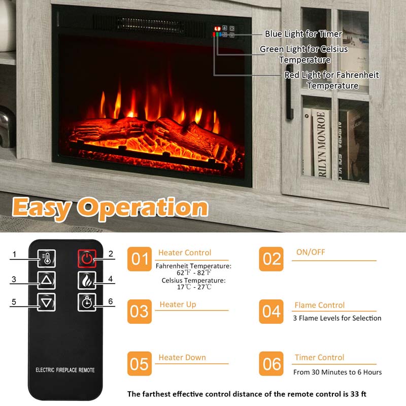 58" TV Console with 23" Fireplace Insert, Fireplace TV Stand for TVs up to 65 Inches, 1400W Electric Fireplace Heater - Image 17