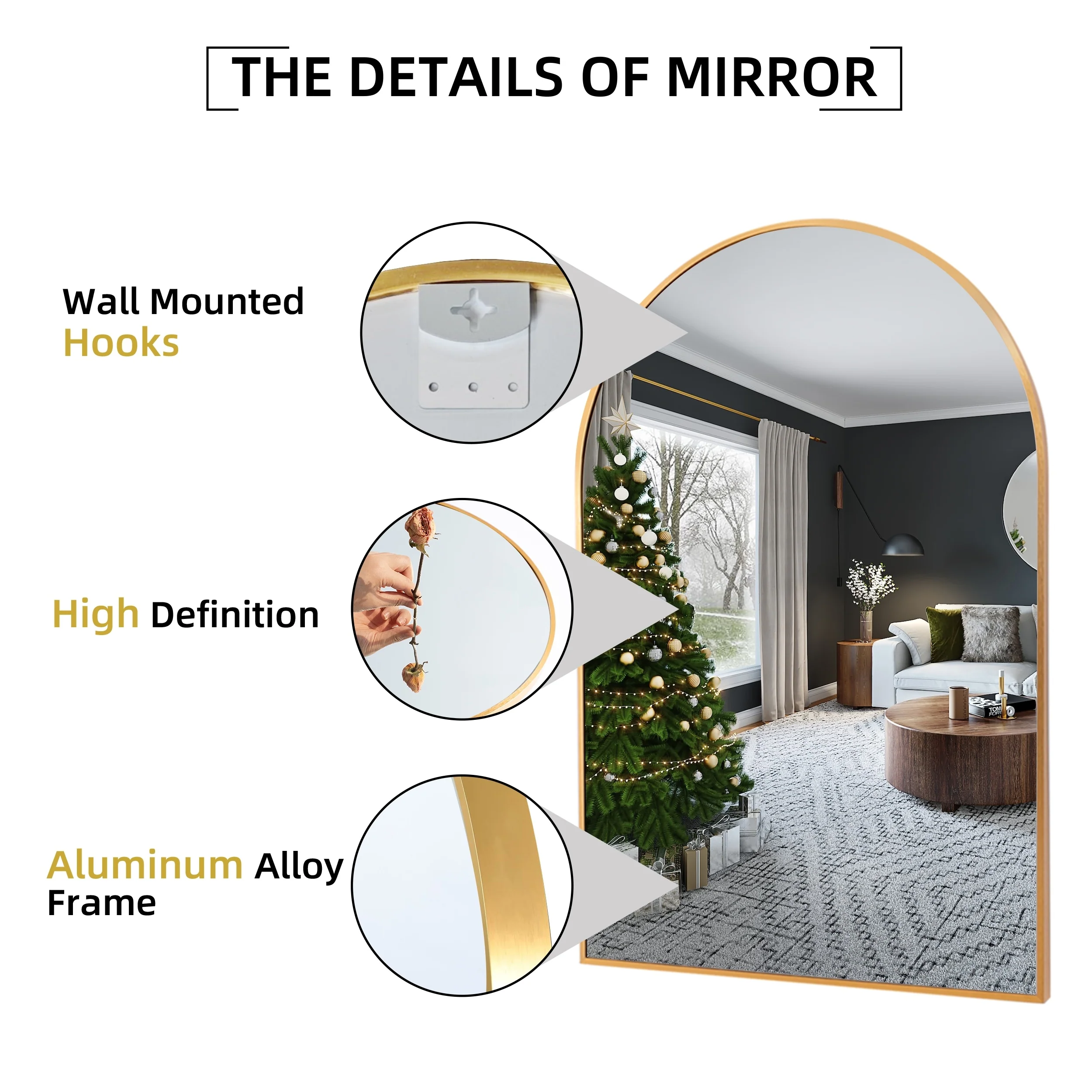 2 Pack 36x24 Inch Arched Bathroom Vanity Mirrors, Wall Mounted Decorative Mirrors for Bathroom and Bedroom - Image 31