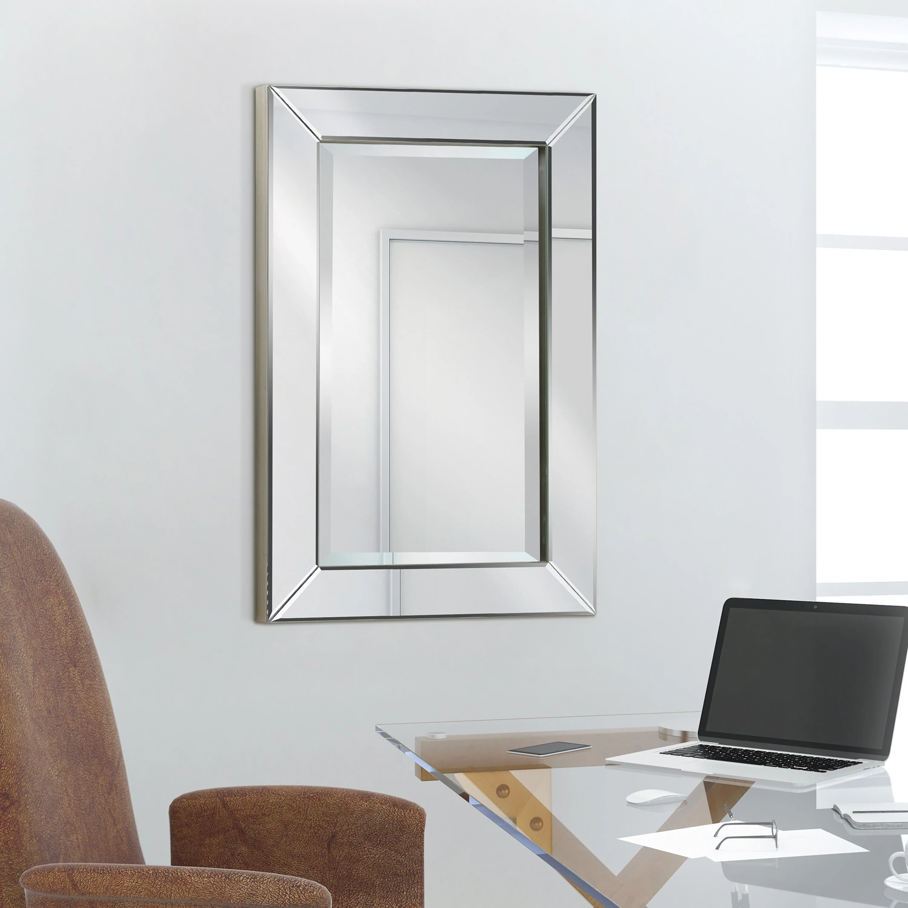 Beveled Rectangular Clear HD Wall Mirror, Bathroom Vanity and Bedroom Mirror, 3 Sizes - Image 32
