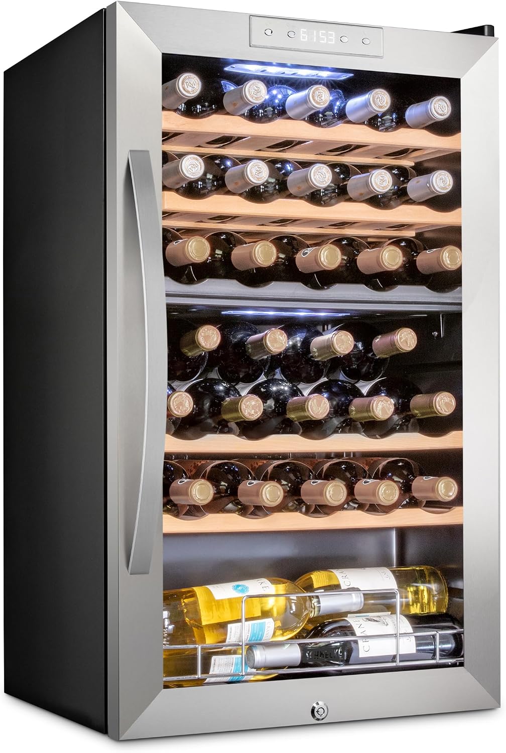 12 Bottle Compressor Wine Cooler Refrigerator w/ Lock | Large Freestanding Wine Cellar | 41F-64F Digital Temperature Control Wine Fridge for Red, White, Champagne or Sparkling Wine - Black - Image 5