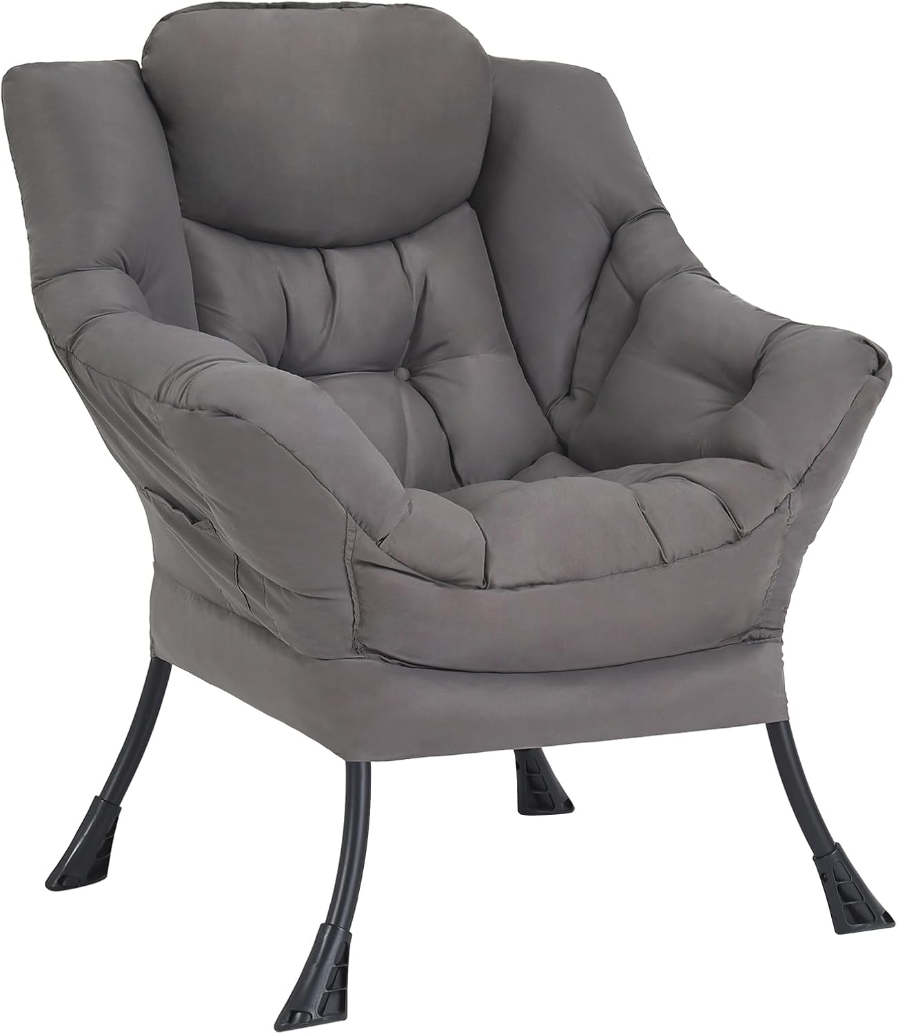 Lazy Chair with Ottoman, Reading Chair with Footrest, Dark Grey - Image 14
